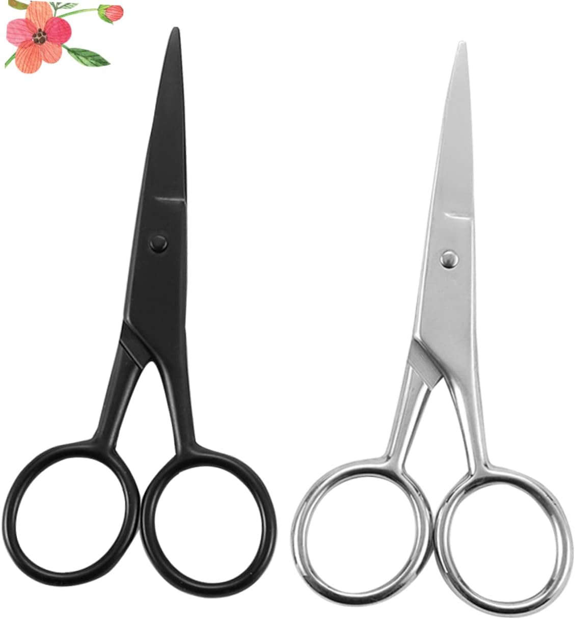 Gatuida 2pcs Beard Care Accessory Kit Body Hair Scissors Hairdressing Scissors Trimmer for Men Compact Practical Random Color