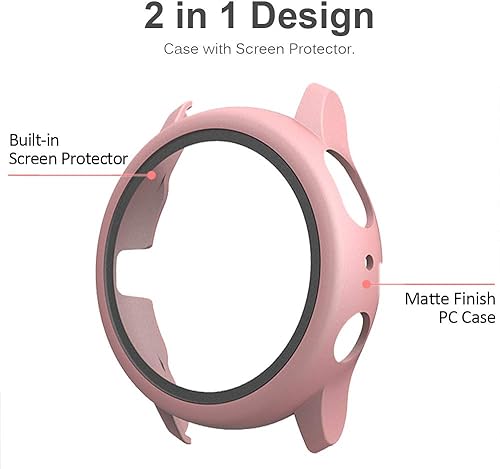 Miniatura 2 de Miimall Funda compatible con Galaxy Watch Active 2 de 1.732 pulgadas con protector de pantalla de 1.654 pulgadas, cobertura completa, antiarañazos,