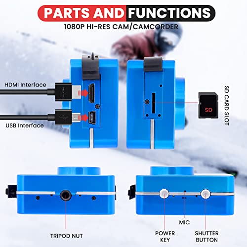 Gear Pro Sports Action Camera - Hd 1080P Mini Camcorder W/ 12 Mp Cam, 2.4" Touch Screen Usb Sd Card Hdmi, Battery - Waterproof Case, Usb Cable, Wireless Remote Control, Mount - Pyle Gdv285Bl (Blue) #TOP1