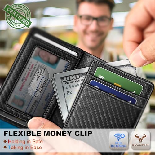Image of BULLIANT Slim Wallet For Men 12Cards,Magnetic Flip Build-in Money Clip Airtag Compatible-RFID Blocking