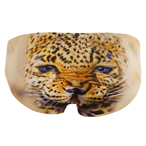 Tssoe Men's 3D Animal Print Bikini Briefs Underwear Panties Boxer Brief Swimwear Brown Leopard Medium #TOP2
