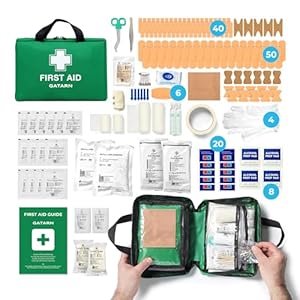 Gatarn 220 Piece First Aid Kit Bag | Includes Eyewash, 2 x Instant Cold Ice Packs & Emergency Car Blanket | Complete Medical & Survival Kit for Home, Car, Office, Caravan, Travel & Sports