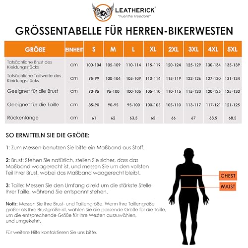 Leatherick Herren geflochtene fischhaken schnalle echtes Leder motorrad weste mit verstellbaren seiten schnürsenkel schwarz (S)