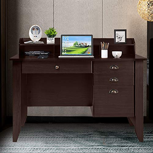 Waterjoy 48" Computer Desk, Wood Executive Table For Pc Laptop Table With 4 Storage Drawers #TOP7