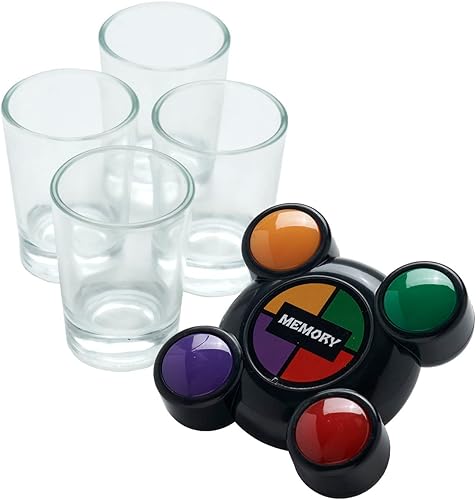 Juego de bebida de memoria con 4 vasos de chupito - Divertidos juegos de beber portátiles para fiestas de adultos - Gran rompehielos en fiestas