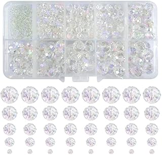 TOAOB 1000pcs Crystal Glass Beads Assorted AB Color Spacer Beads 2mm 4mm 6mm 8mm 10mm for Jewelry Making DIY Craft Project