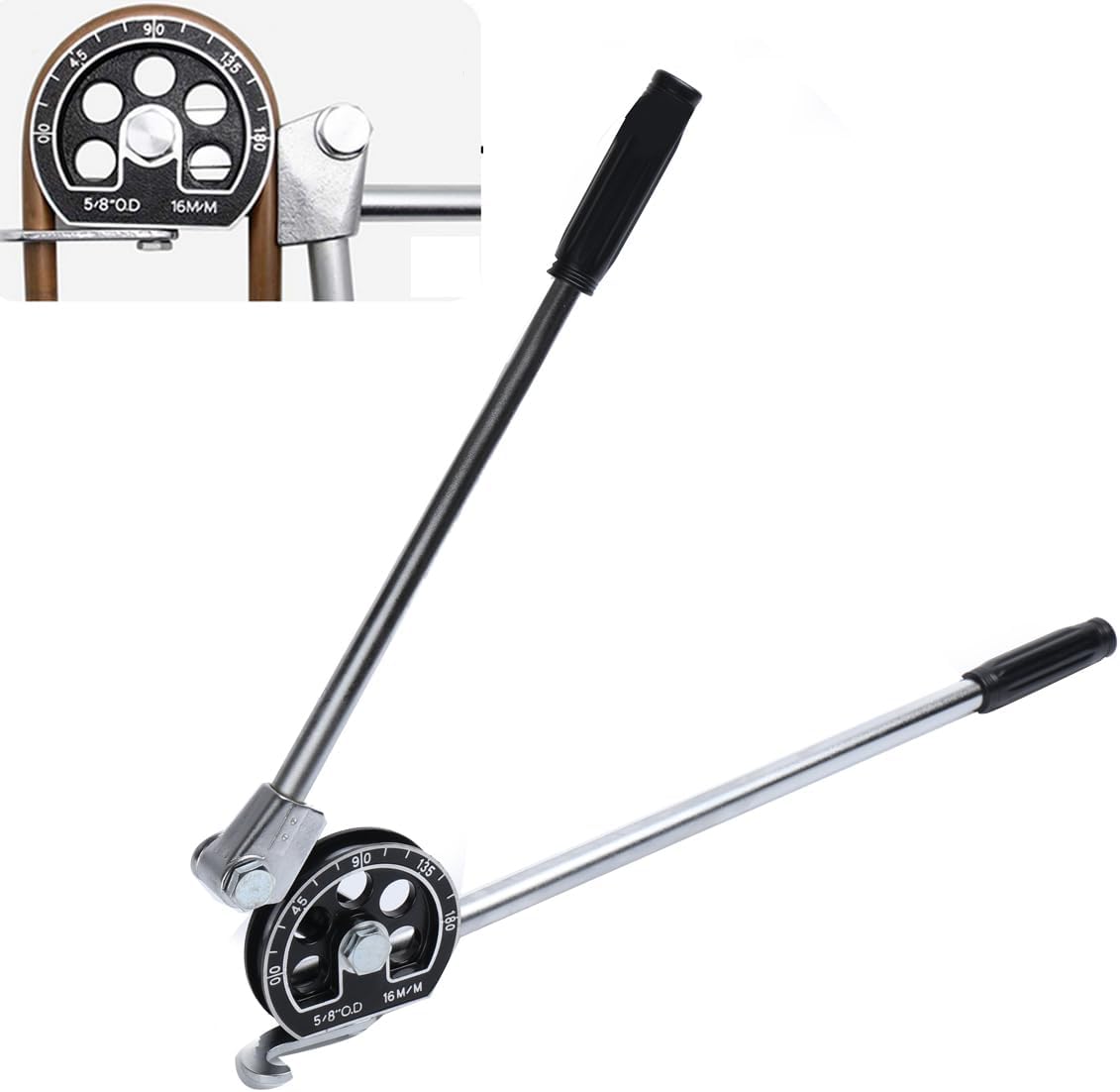 Lfhelper Copper Pipe Bender 5/8 Tubing Bender Tool Heavy Duty Tube Benders 180° Manual Tubing Bending Tool for Copper Aluminum Brass Steel Pipes