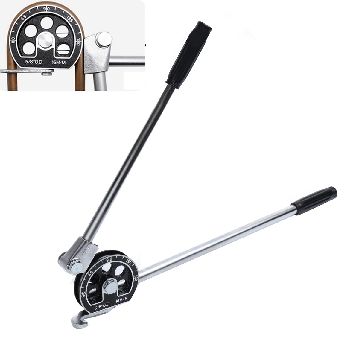Lfhelper Copper Pipe Bender 5/8 Tubing Bender Tool Heavy Duty Tube Benders 180° Manual Tubing Bending Tool for Copper Aluminum Brass Steel Pipes