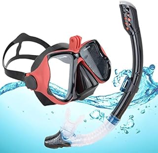 DiiDa Snorkel Set Adults and Youth with Go Pro Mount, Tempered Glass Anti-fog Mask Anti-Leak Snorkel Mouthpiece Scuba Diving Kit