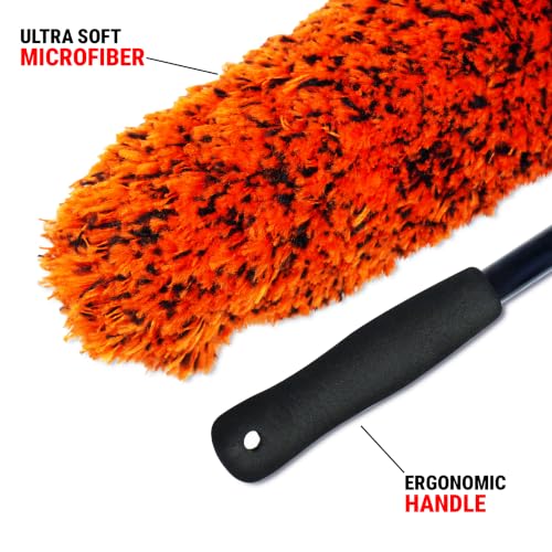 Image of Wavex Wheel Cleaning Brush for Car & Bike Detailing | Ultra Soft Microfiber Wheel Brush with Ergonomic Handle | Safe for Alloy Wheels, Rim Barrels, Spokes & Gloss Finishes