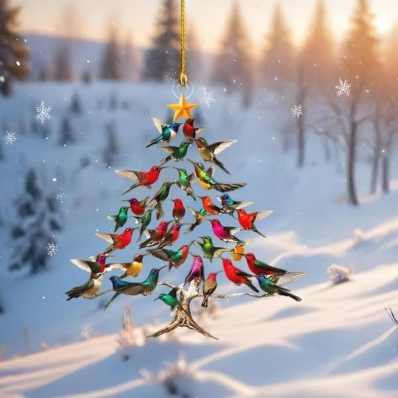 Acrylic 2D Rockin' Around The Guitar Christmas Tree Ornament Xmas Decoration UK (Bird)