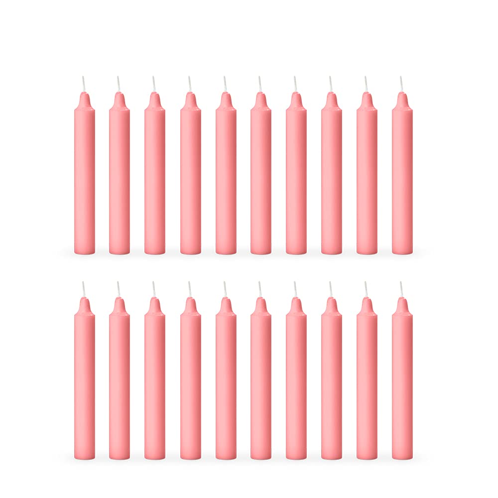 Aura Decor Unscented Pure Wax Stick Candle Pack of 20 (Pink)