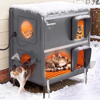 2-Story Large Heated Outdoor Cat House for Outside feral Cat