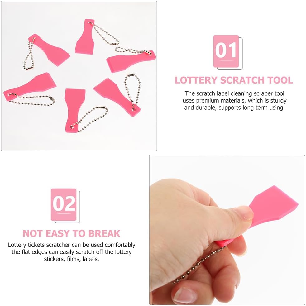 ARTIBETTER 20 Pieces Plastic Lottery Ticket Scratcher Tool with Keychain Multi-Purpose Lightweight Scratch off Tool for Stickers and Labels