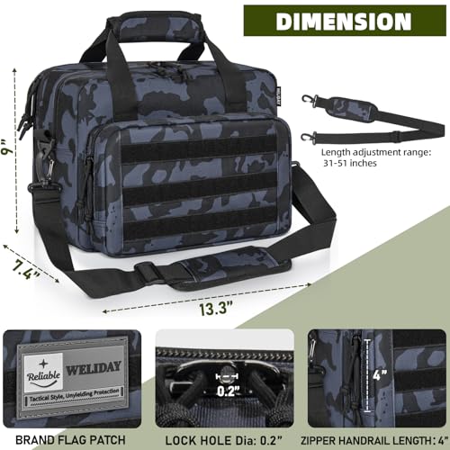 WELIDAY Gun Range Bag, Tactical 2 Pistol Bag for Handguns and Ammo, Firearm Shooting Case with Multi-Pockets, Duffle Bag for Shooting & Outdoor Hunting - Thumbnail 2