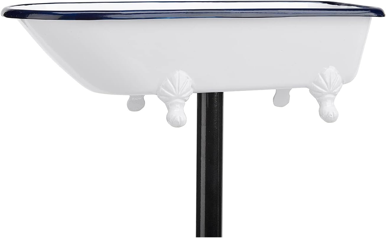 Brass Bird Bath Tub, White Finish, Featuring Clawfoot Bathtub Design, Bird Feeder, Includes Garden Pole by Good Directions