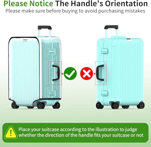 Image of Cover for Hard Luggage Trolley Bags Transparent Protective Covers PVC Fabric Waterproof Clear Suitcase Cover Protectors Travel Dustproof Luggage Sleeve (30 INCH)