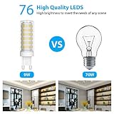 Klighten Zestaw 6 żarówek LED 9 W G9 700 lumenów, bez migotania i 4000 K, naturalna biel, żarówki LED G9, zamiennik żarówki halogenowej 70 W, kąt świecenia 360°, bez możliwości ściemniania