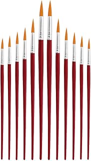 Kit com 12 Pincéis Artísticos de Ponta Fina – Para Aquarela, Acrílica, Óleo, Guache e Artesanato – Uso Semi-Profissional e Escolar – Detalhes e Contornos