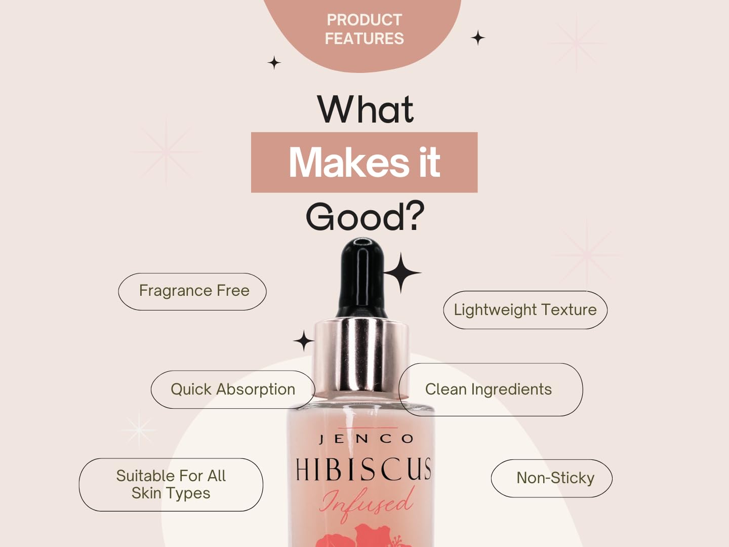 JENCO Skincare Hibiscus Hyaluronic Acid Serum, Ceramides Complex, Hydrating & Plumping, Fragrance-Free, Multi-Weight HA, Lightweight Formula For Face - Image 3