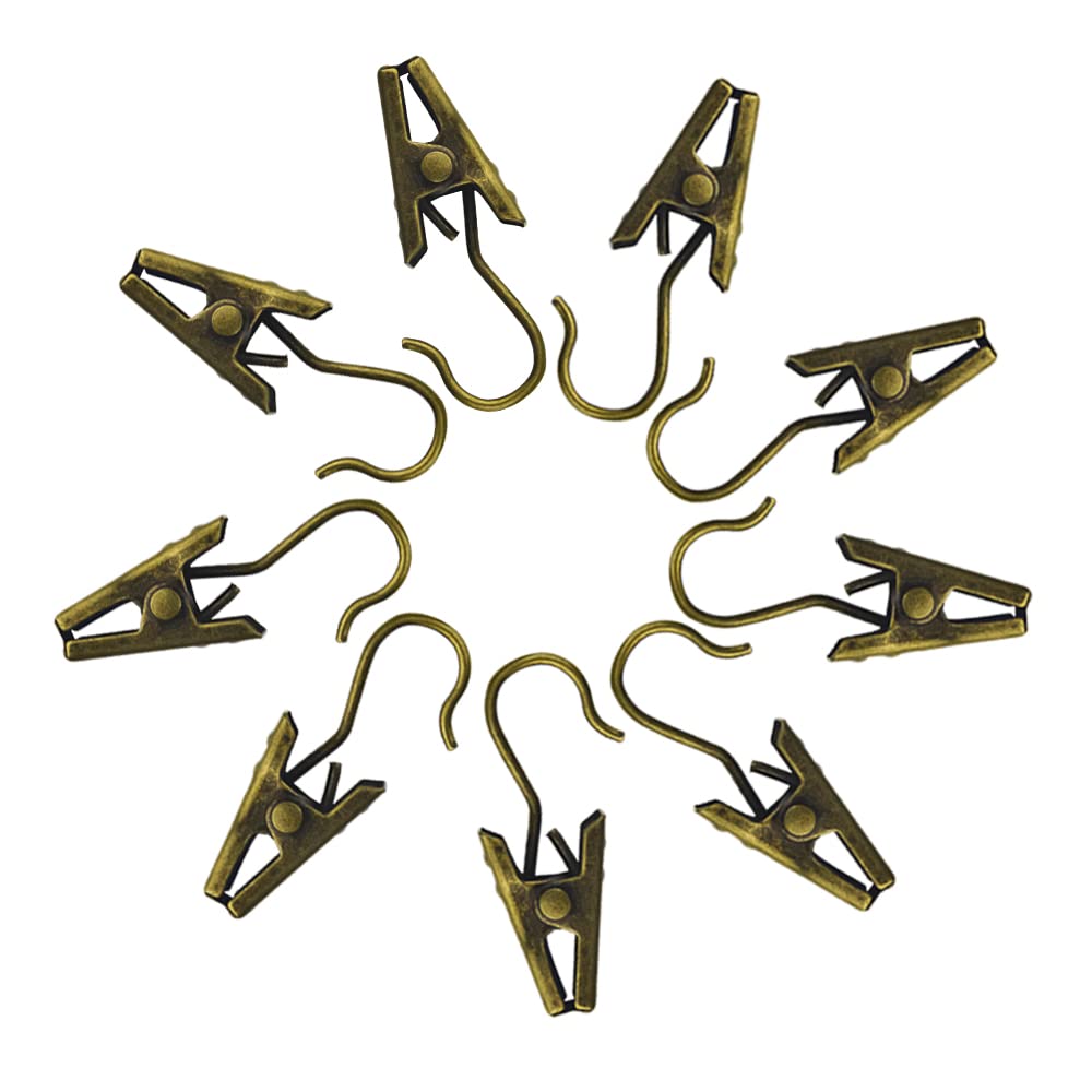 WMYCONGCONG 100 PCS Metal Hook Clips Hanging Curtain Clip Small Heavy-Duty Hooks Set String Lights Clips for Photos Home Decoration Art Craft Display and Outdoor Activities (Antique Bronze) - Image 4