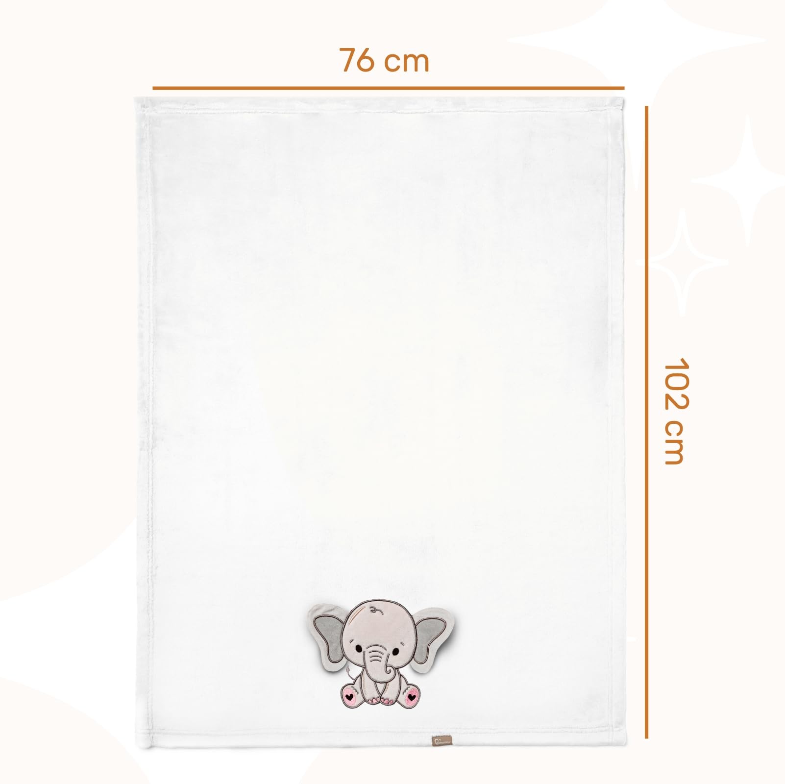 Be Mammy Coperta calda per bambini con peluche regalo per bambino con motivi 3D (Bianco - Elefante)