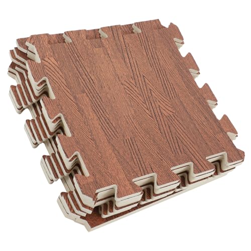 UPKOCH Wood Grain Puzzle Mat Anti-Slip Kitchen Rug Waterproof Exercise Gym Floor Mat 10 Pcs Set