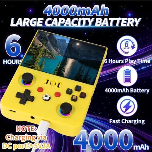 Image of 2026 NEW Upgrade R36MAX Ⅱ Retro Video Game Console - 4.5 Inch Ultra-Large Screen, Support 18000+Classic Games, 64G TF Card, Linux System, 4000mAh Battery, Birthday Gift for Adult (Yellow)