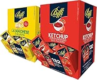 Kit avec 2 écrans Ketchup - Biffi - Portion unique - 132 sachets de 10 g Biffi Professionale - 132 pièces - Dans des sacs individuels pratiques, ils sont parfaits pour la consommation partout et à tout moment de la journée: en déplacement, à la maiso...