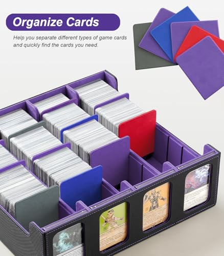 Image of TiMOVO Trading Card Dividers for Commander Deck Boxes with Built-in Slots, 12 PCS Card Supporters Separator for MTG TCG Sports Cards Organizer Box, 2.91x3.35in, Purple