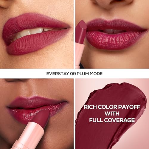 Image of RENEE Everstay Long Stay Matte Lipstick - Plum Mode, Hydrating & Non-Drying, Smudge-Proof, Lightweight, Long Lasting, Intense Pigment, Full Coverage, Vitamin E Infused, For All Occasions, 4.2g | Long-lasting