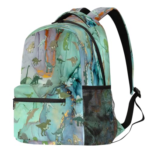 Sac à dos d'école dinosaure marbré grand sac de voyage décontracté