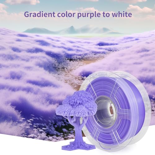 Image of IEMAI Translucent PETG Filament 1.75mm 1kg, Dual Color Gradient Purple to White 3D Printer Filament Up to 600mm /s Rapid Printing for Lampshades Artwork & Home Decor