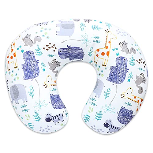 Image of Hooyax Nursing Pillow Cover, Animals Print Breastfeeding Pillow Slipcover for Baby Girls & Boys, Soft and Comfortable Feeding Cushion Cover for Newborn, Washable & Breathable