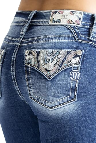 Miss Me Women's Abstract Stitch Mid-Rise Bootcut Jeans4