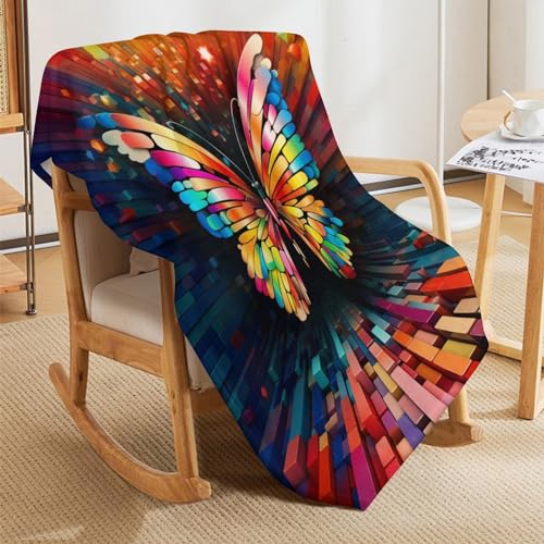 Couverture légère en polaire douce et chaude motif papillon impression 3D - 8