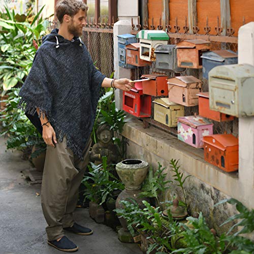 virblatt - Mens Poncho Hooded | 100% cotton & Reversible | Mexican Poncho Men Baja Hoodie Winter Pancho warm Cape Cowboy2