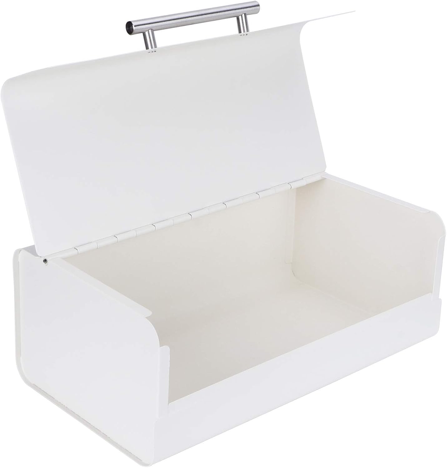 Bread Box, Milk White Large Capacity Bread Storage Box, Stainless Steel Food Container With Roll Top Lid for Kitchen Counter