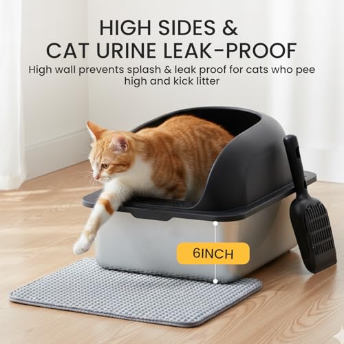 Arenero para gato XL de acero inoxidable con tapa negro miniatura 2