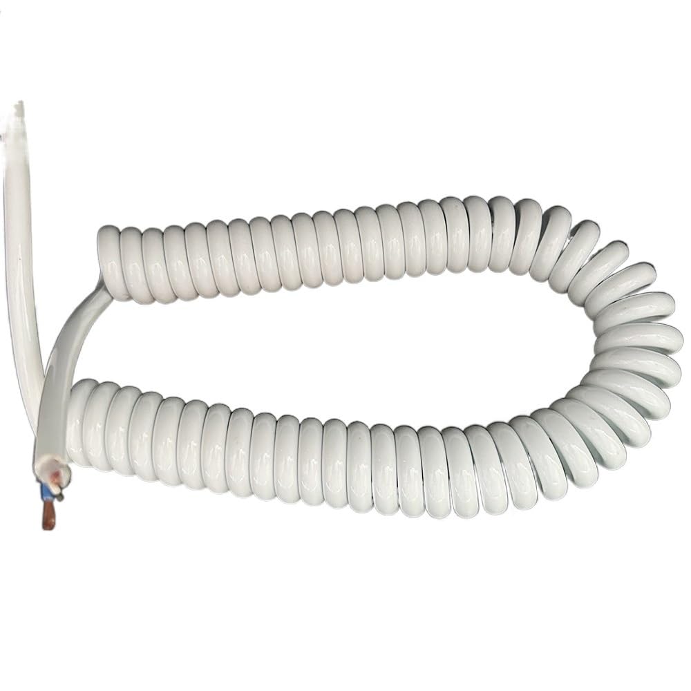 Przewód elektryczny 2-żyłowy, kwadratowy, zwijany kabel zasilający sprężynowy o przekroju 2,5 mm, metra, metrów i 7(White,Stretch 3.75 meter)