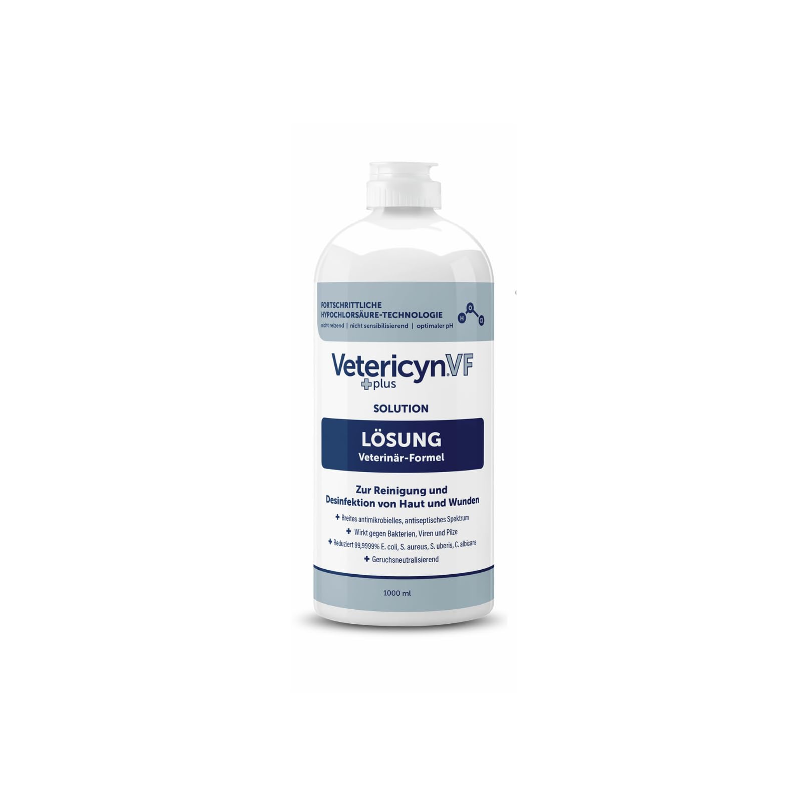 ecuphar Vetericyn VF +Plus Lösung | 1000 ml | Reinigungs- und Desinfektionsmittel für alle Tiere | Zur Reinigung und Desinfektion von Wunden und stark beanspruchten Hautpartien