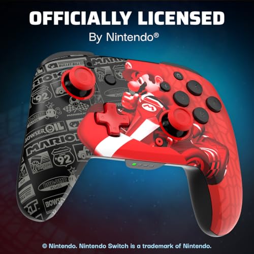 Image of PDP Rematch Glow Wireless Controller Grand Prix Mario Nintendo Switch 2 | Nintendo Switch Lite, OLED, Motion Controls, Rechargeable 40-Hr Battery, 2 Mappable Back Buttons, Grand Prix Mario Glow