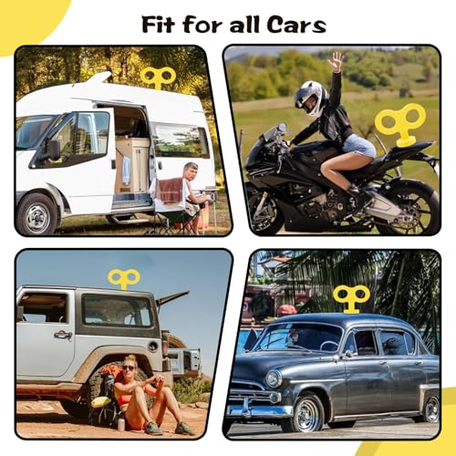 Image of 3D Car Wind Up Key, Cute Clockwork Car Roof Rear /Top /Trunk /Sunroof Decoration Universal Auto Exterior Accessories for DIY Styling & Decoration (Yellow)