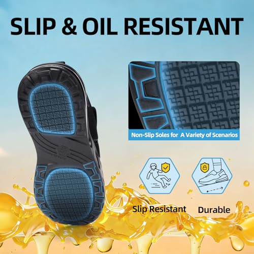 Image of Non Slip Diabetic Shoes for Men Wide Slip On Swollen Feet Walking Sneakers | Kitchen Chef Restaurant Food Service Work Shoes