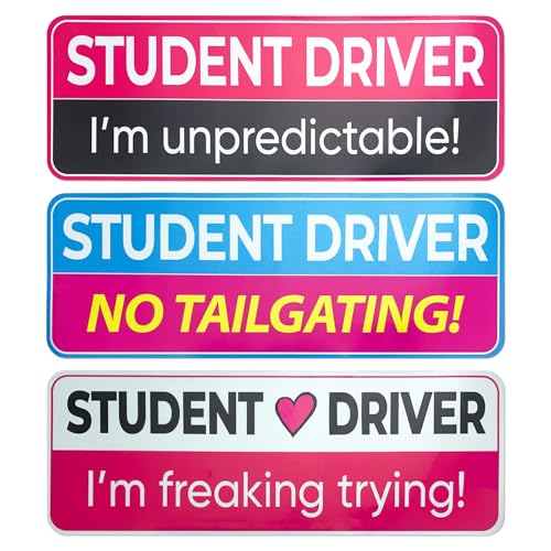 Image of 3PCS Student Driver Magnet for Car - Removable Student Driver Magnet, Novice Driver Safety Signs, Reusable Reflective Bumper Sticker for New Drivers, Teen & Learner Permit Accessories