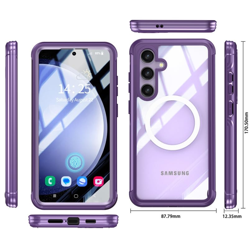 Image of LuxuryKase Shockproof Front & Back Cover for Samsung Galaxy S24 Plus with Full Body Protection | Strong Grip | Camera & Screen Guard | Wireless Charging Support | Durable TPU+PC Design - Purple