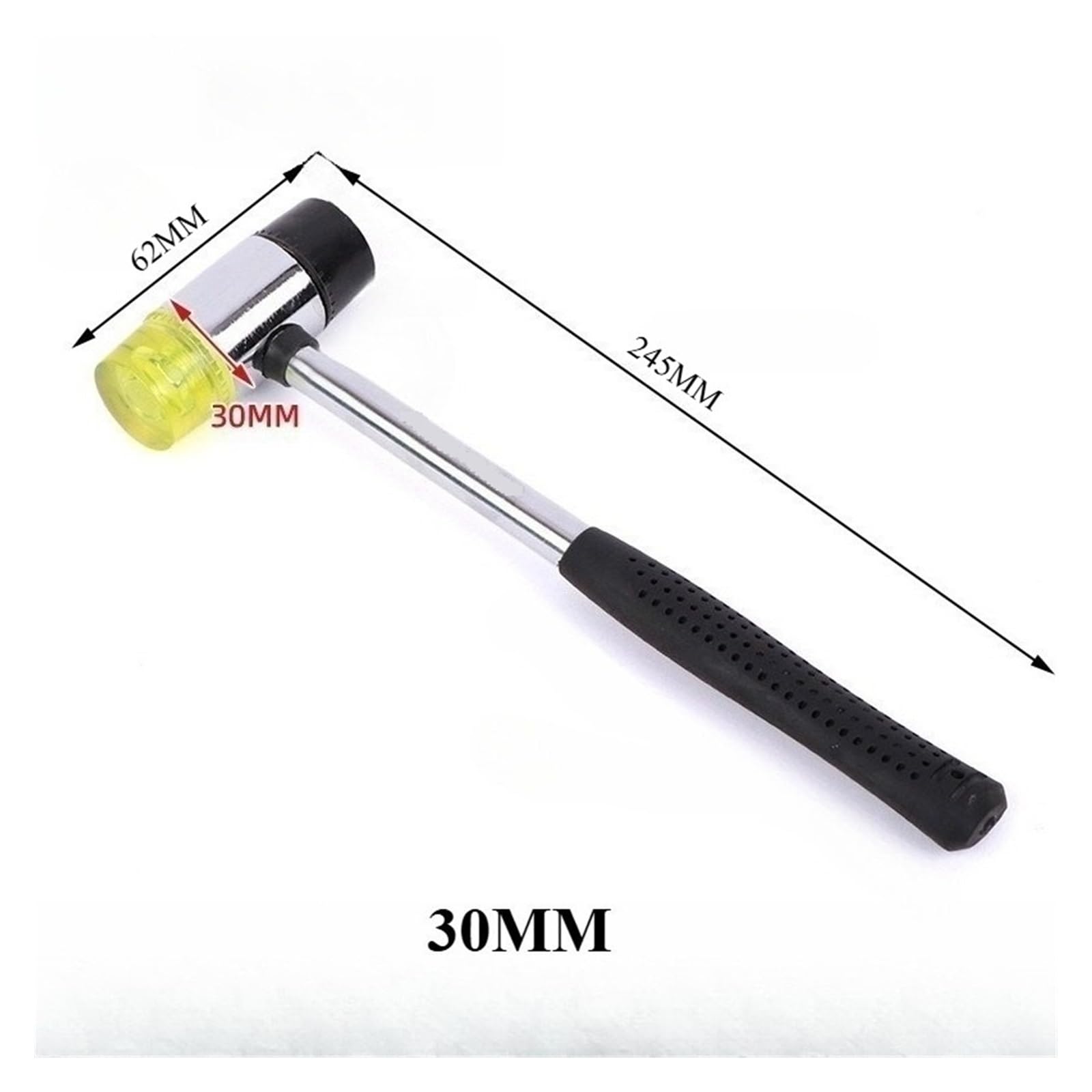 1 paquete de martillo suave de mazo de goma de doble cara con mango antideslizante(30mm)