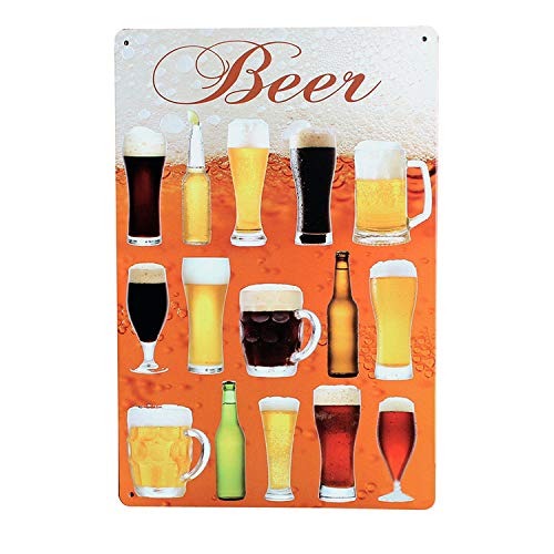 HENGHUA Decor Metal Sign Beer Retro Art Tin Plates Wall Handing Painting for Grage Bar Pub Coffee Office Home Bedroom 12" X8" (H-Beer-1(27))