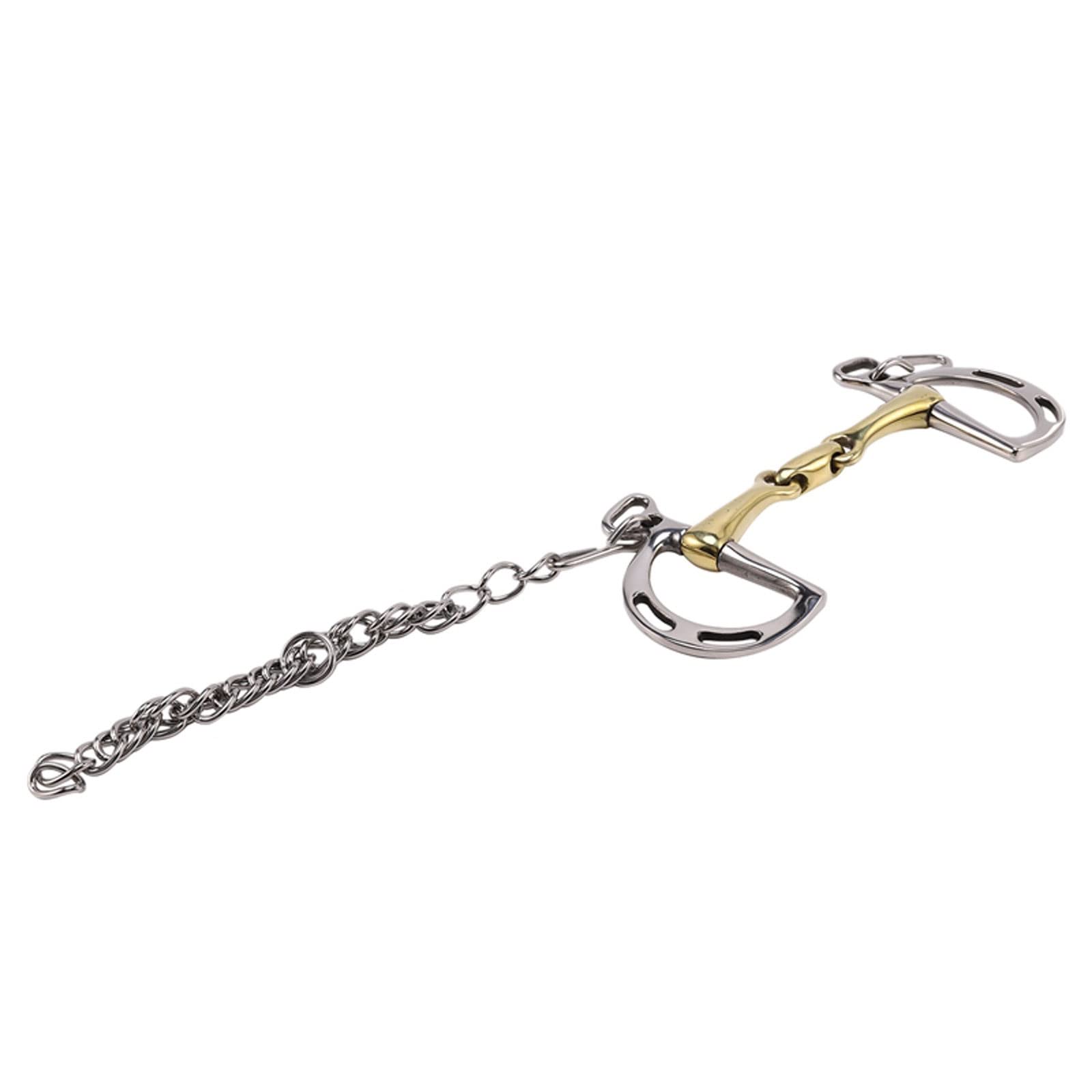 Wygwlg Rodillo de Boca de masticación de Caballo de bajo apalancamiento de Boca de Acero Inoxidable, Boca articulada sólida con Cadena de Gancho Binocular Caballo (Color : Silver, Size : 13.2cm)