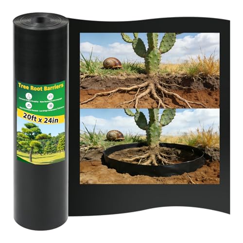 West Bay 20ft x 24in x 60mil Tree Root Barrier Heavy-Duty Bamboo Root Barrier Weed Blocker for Landscape Tree Ring Edging Garden Borders Driveway and Sidewalk Protection Roads